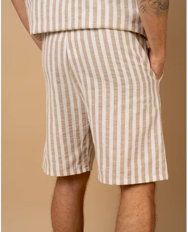 Short rayures beige
