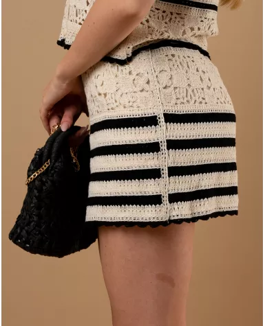 Short macramé rayé