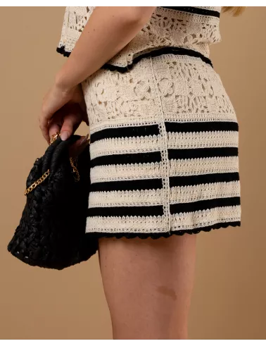 Short macramé rayé
