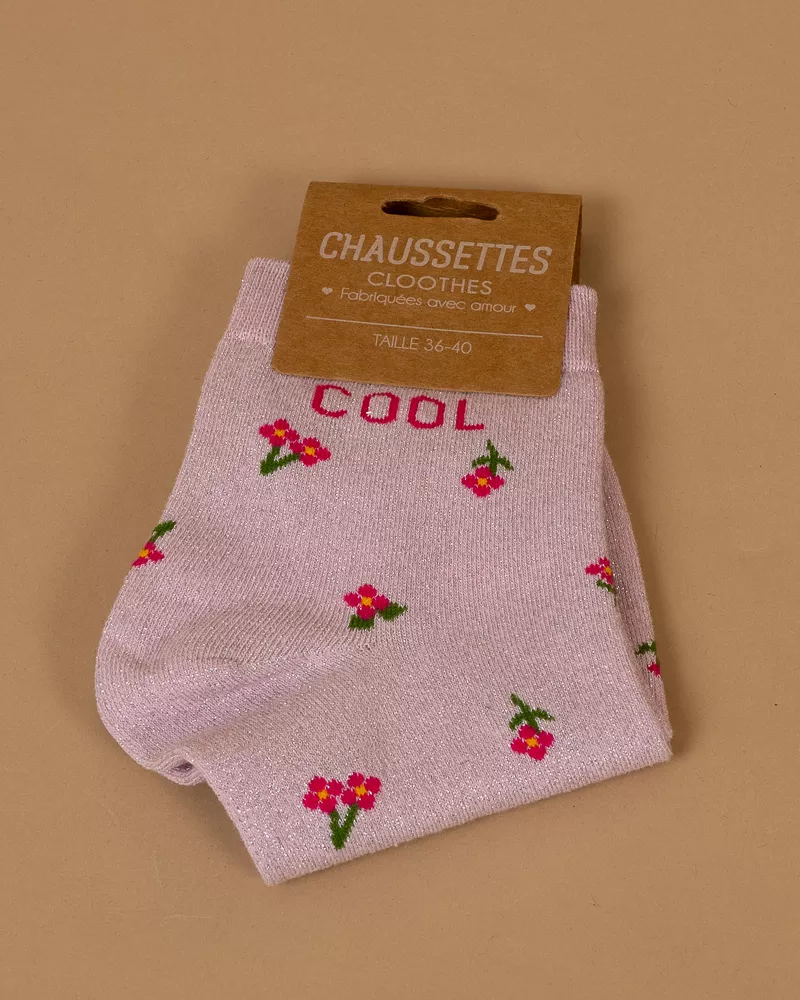 Chaussettes lurex fleurs