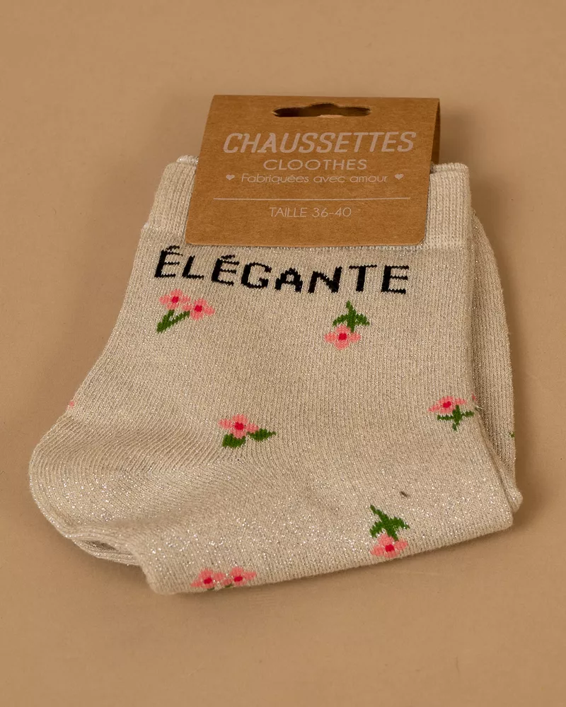 Chaussettes lurex fleurs