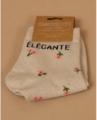Chaussettes lurex fleurs