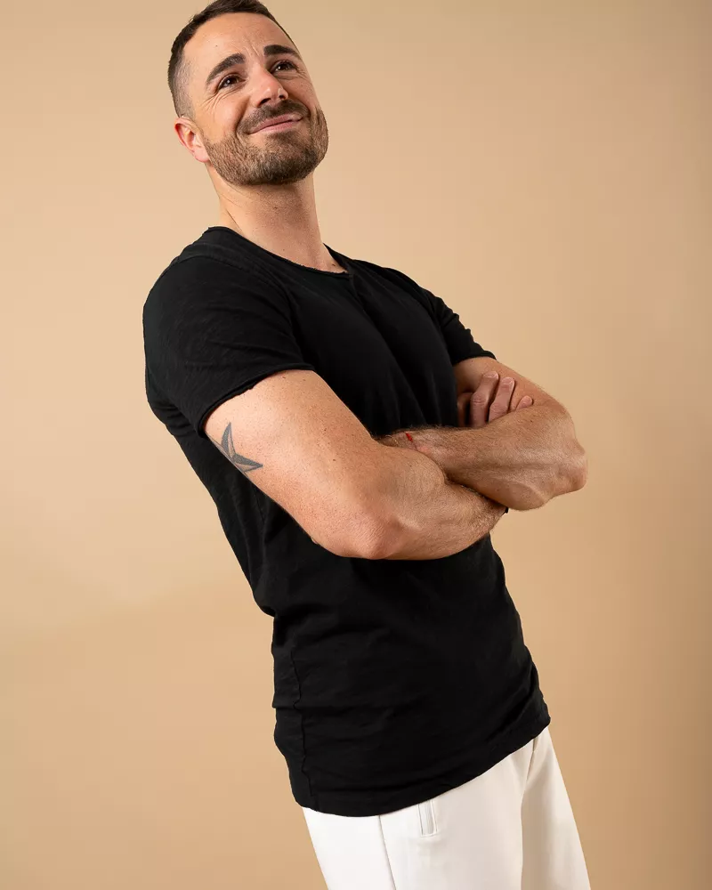 T-Shirt chiné col v 