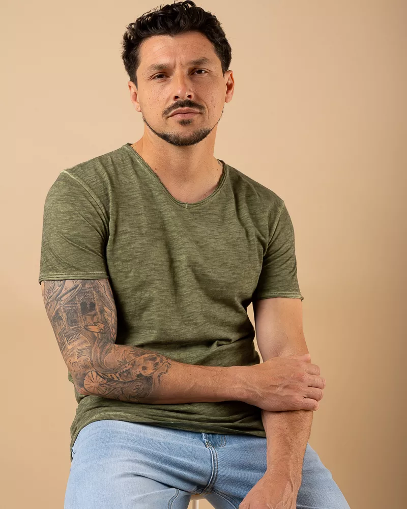 T-Shirt chiné col v 