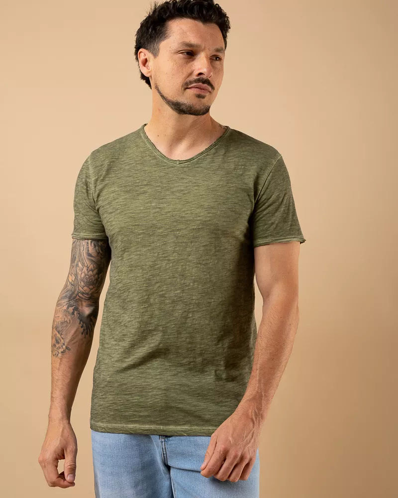 T-Shirt chiné col v 