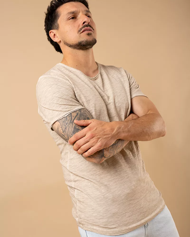 T-Shirt chiné col v 