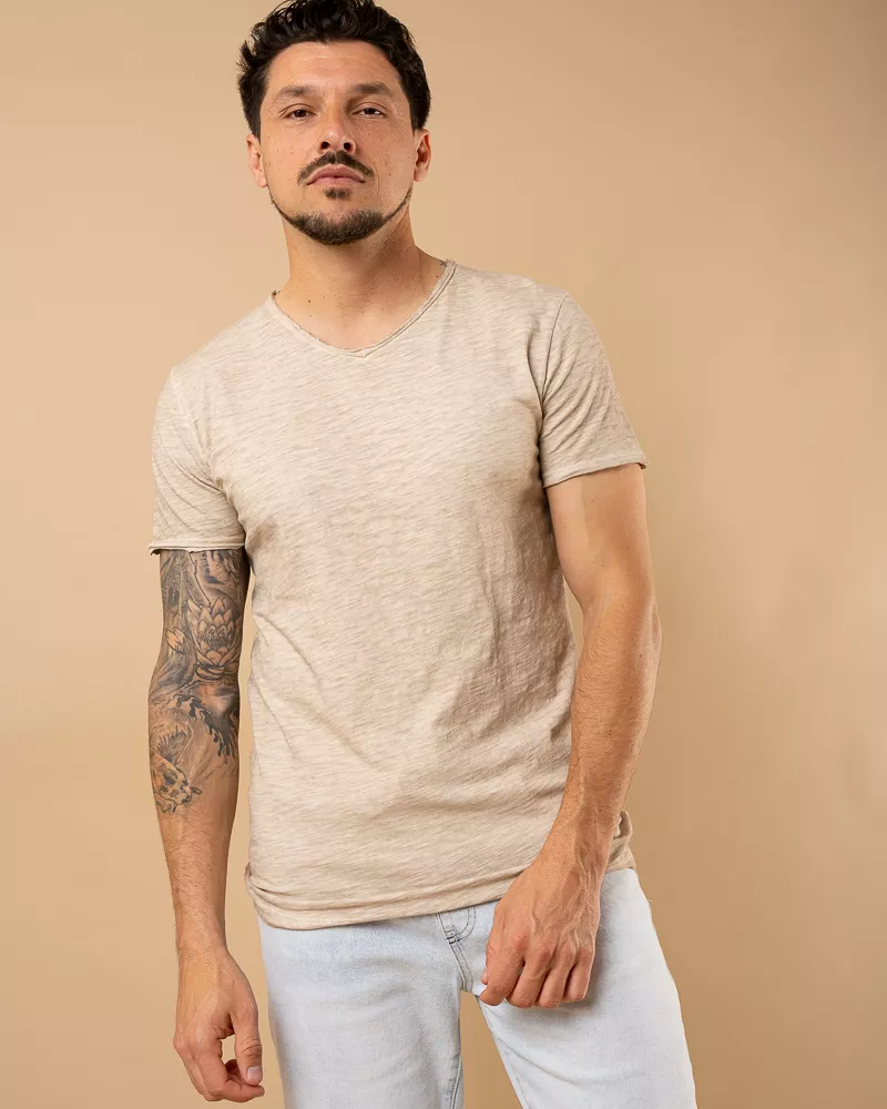 T-Shirt chiné col v 