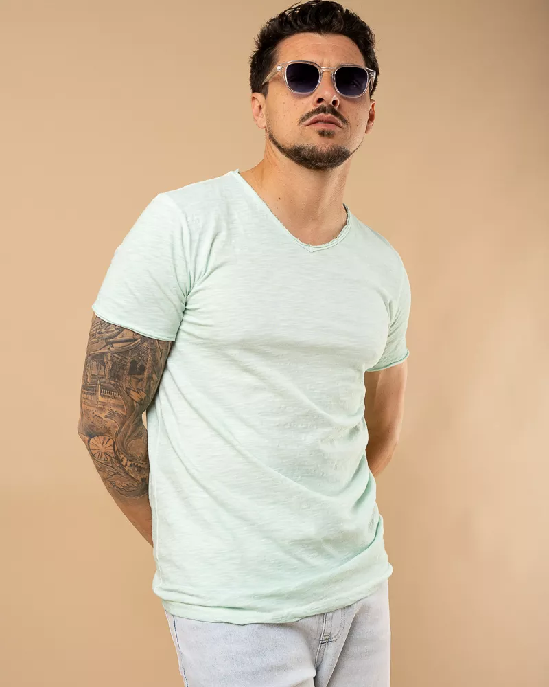 T-Shirt chiné col v 