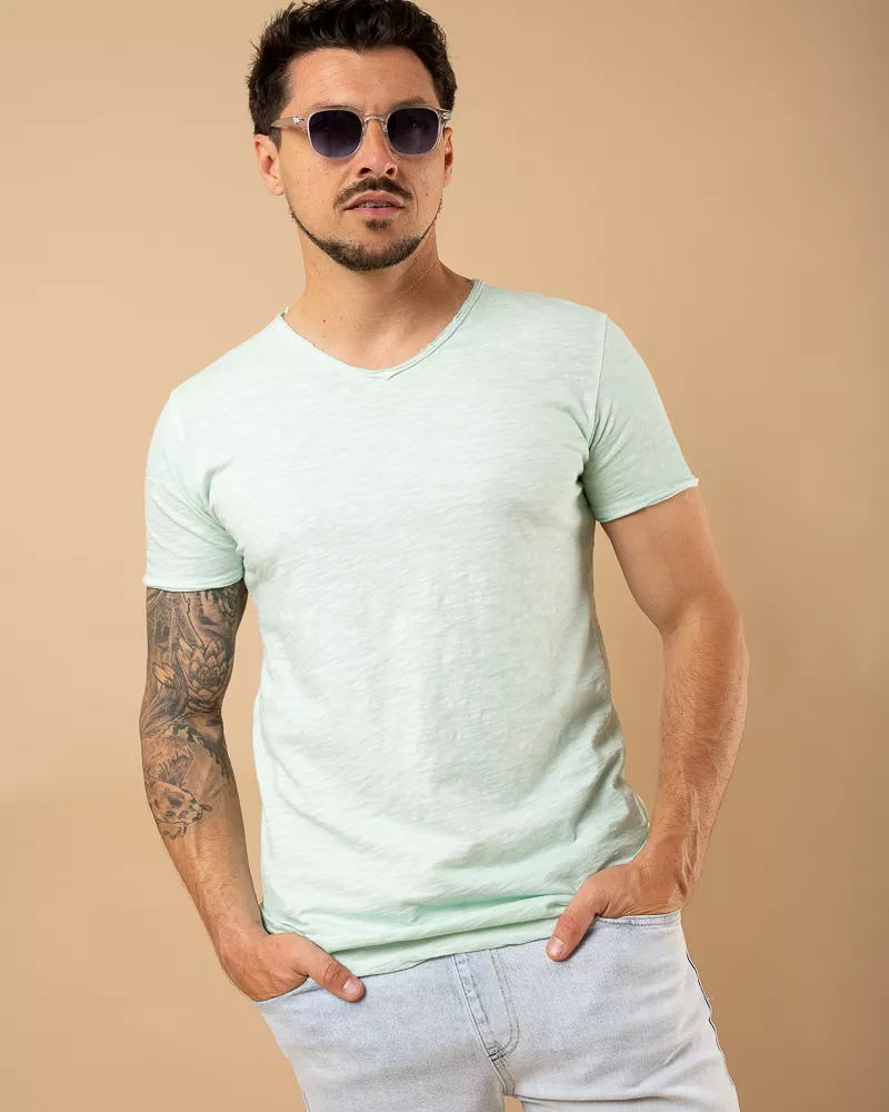 T-Shirt chiné col v 