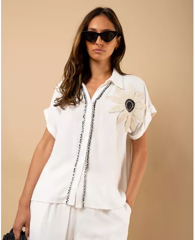 Chemise lin fleurs
