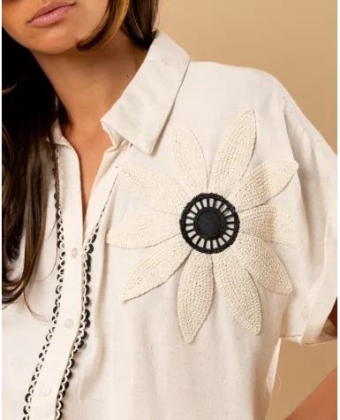 Chemise lin fleurs