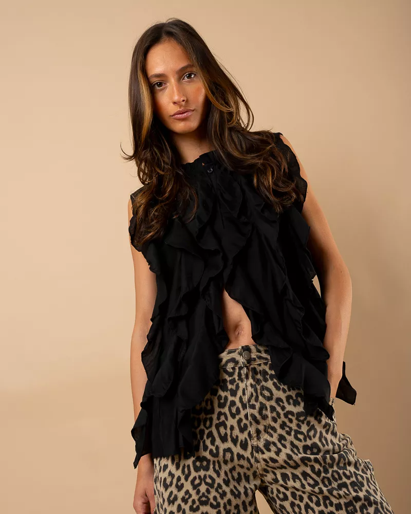 Blouse débardeur volants