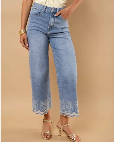 Jean bas broderie fleurs