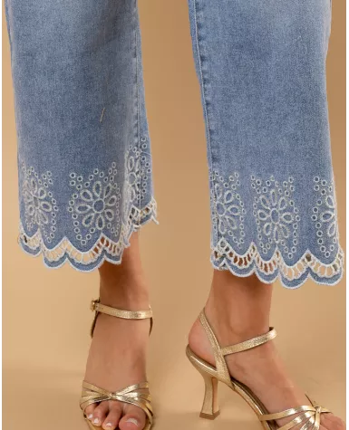 Jean bas broderie fleurs