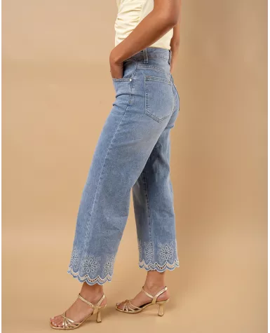 Jean bas broderie fleurs