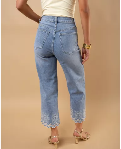 Jean bas broderie fleurs