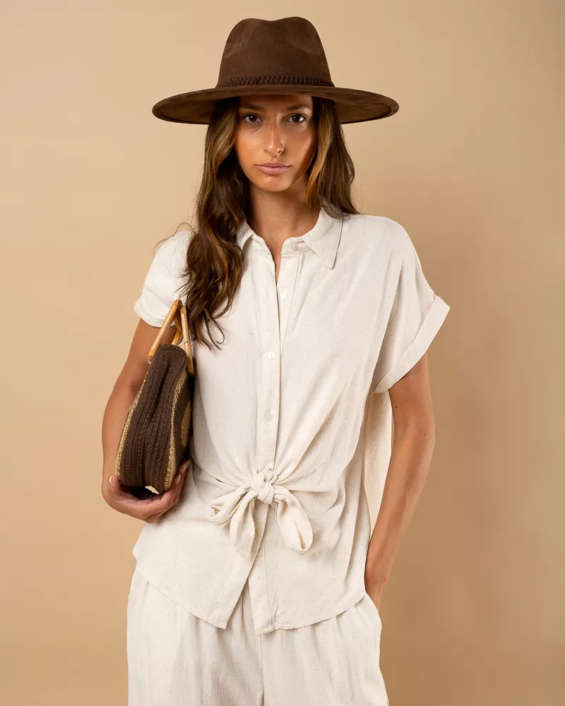 Chemise nœud lin