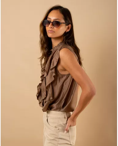 Blouse débardeur volants