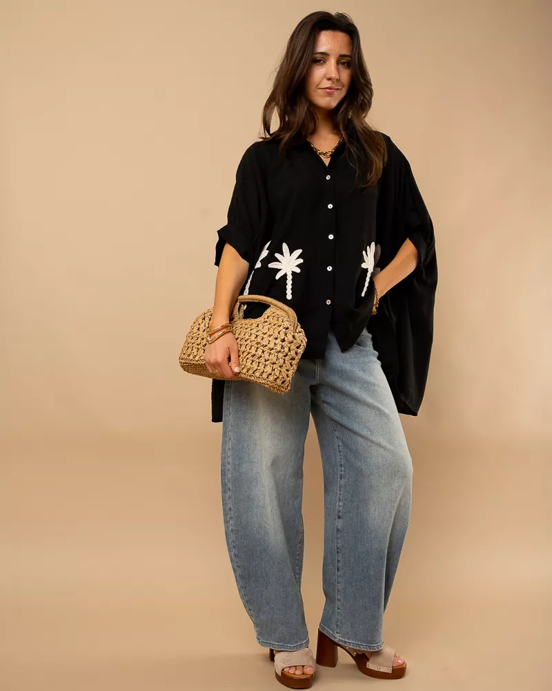 Chemise unie palmiers