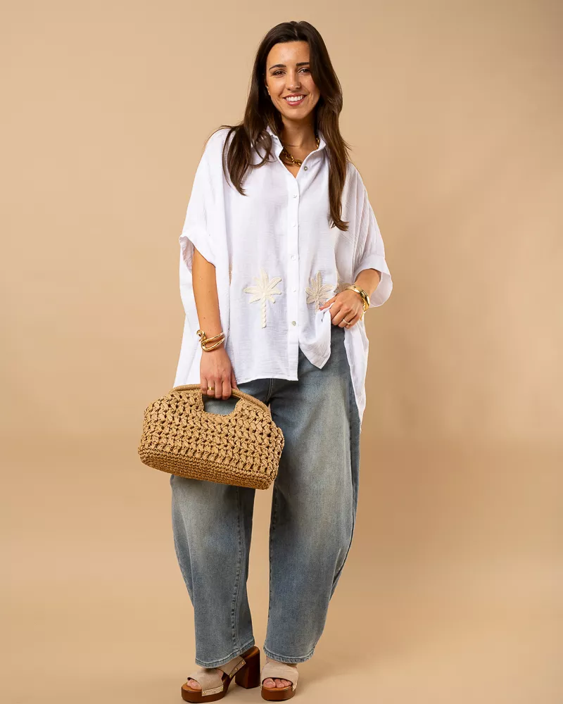 Chemise unie palmiers