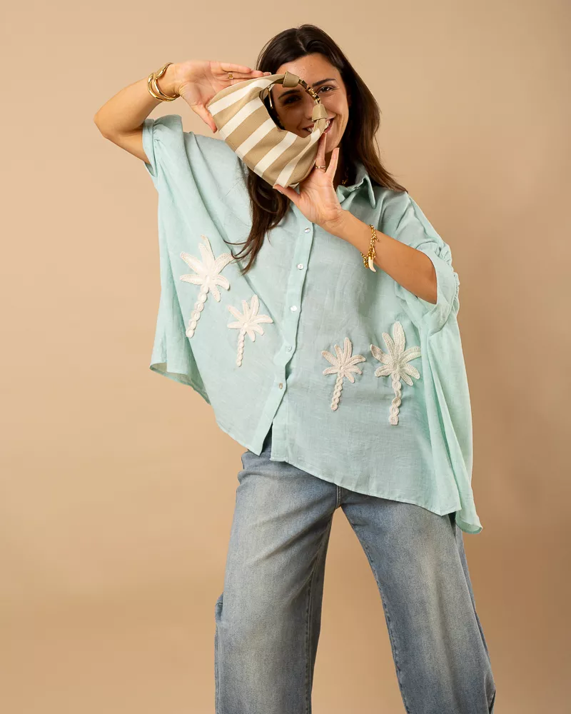 Chemise unie palmiers