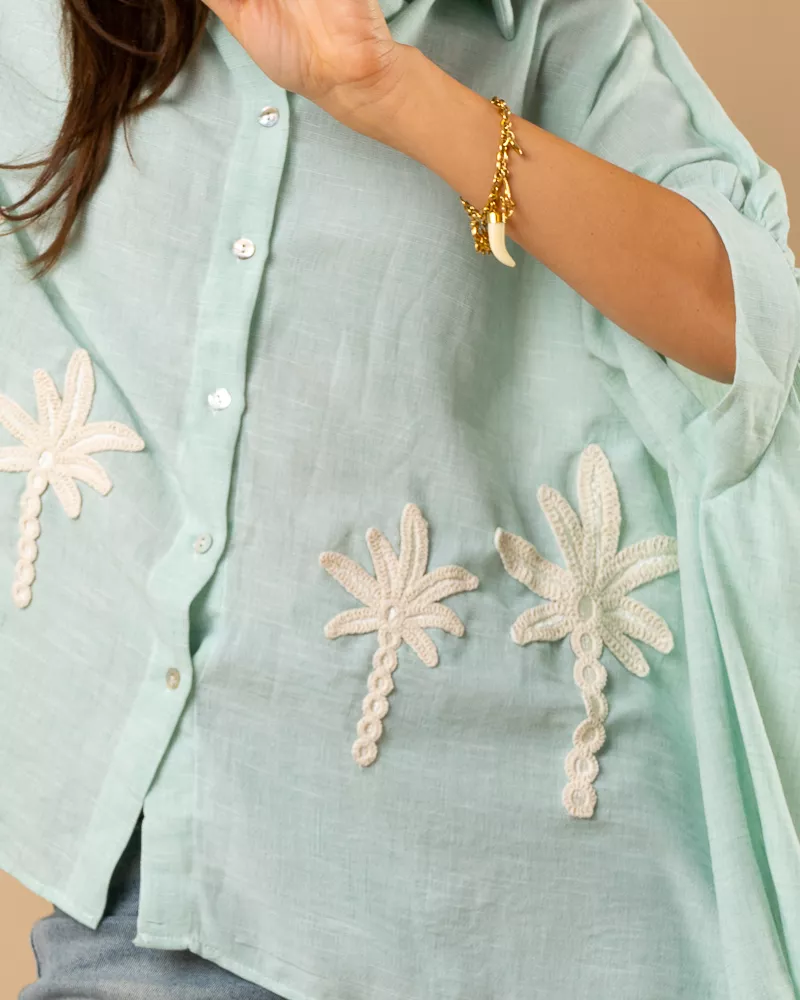 Chemise unie palmiers