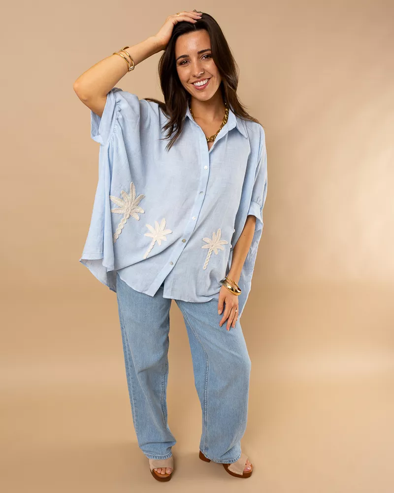 Chemise unie palmiers