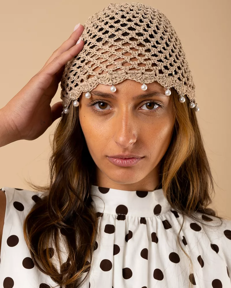 Bonnet macramé perles