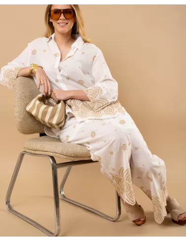 Pantalon brodé
