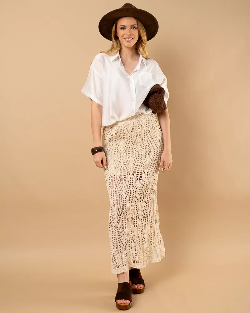 Jupe longue macramé