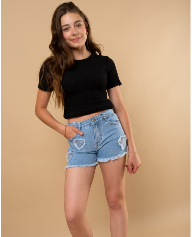 Short jean cœurs