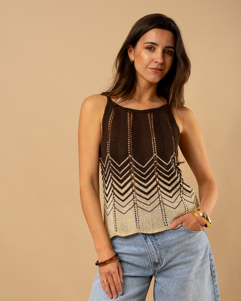 Débardeur maille bicolore