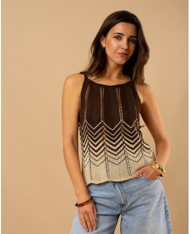Débardeur maille bicolore