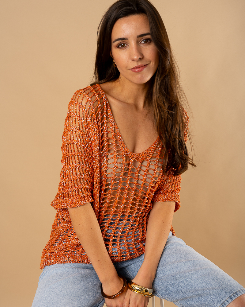 Oversize ajouré lurex