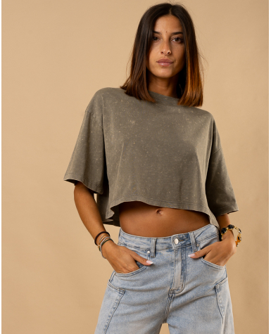 Cropt top délavé