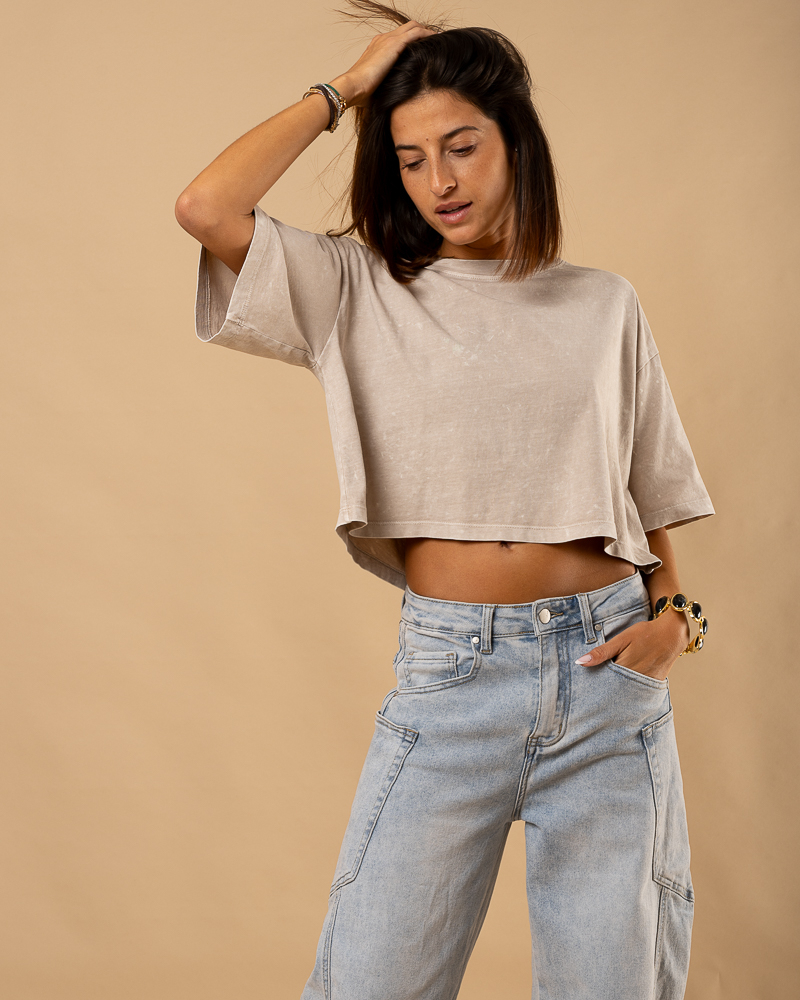 Cropt top délavé