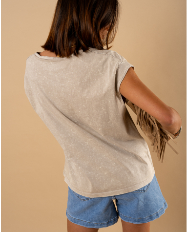 T-shirt col v délavé