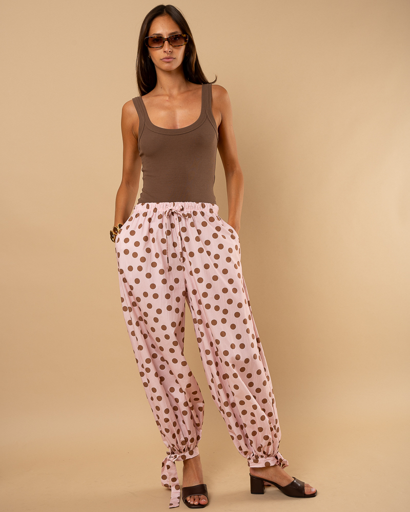 Pantalon lacet pois
