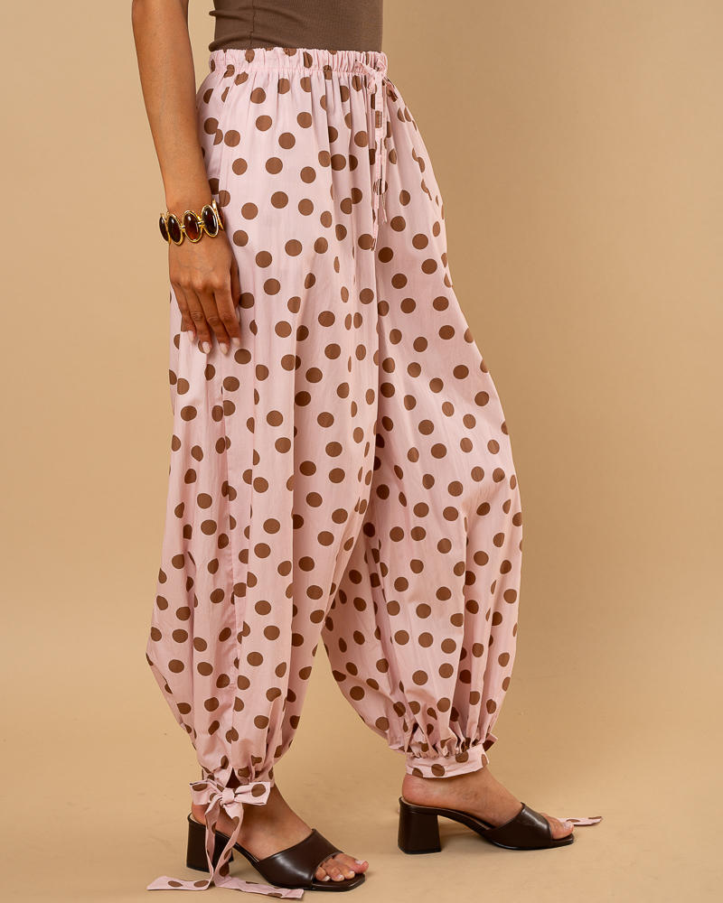Pantalon lacet pois